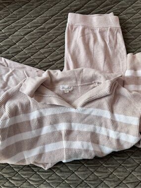 Cozy than Striped Knit Top and Pants lounge Set